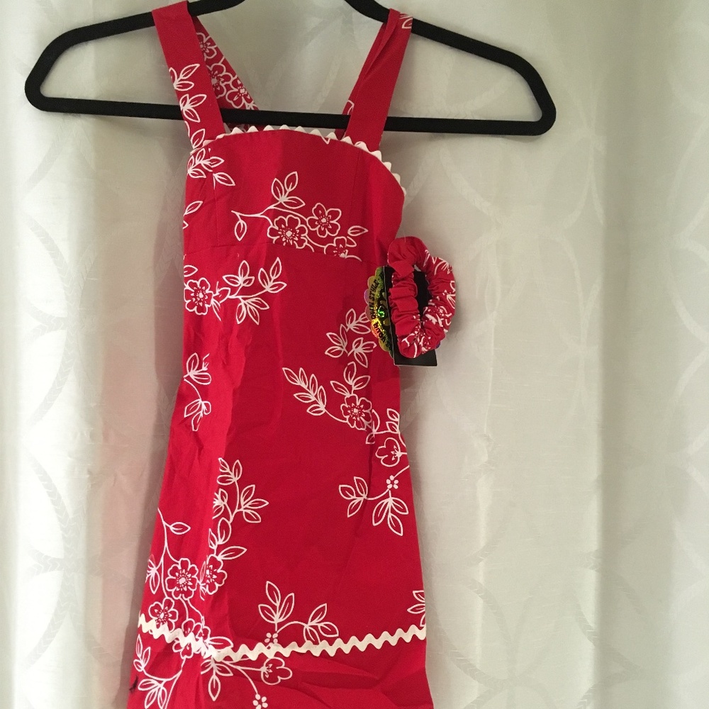 Girl's Red & White Floral Sun Dress Size 4 NWT